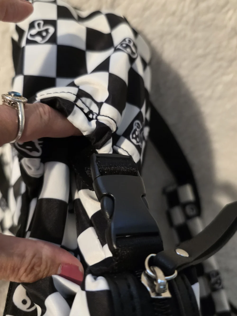 Like Dreams Black & White Checkered Mushroom Yin Yang Backpack